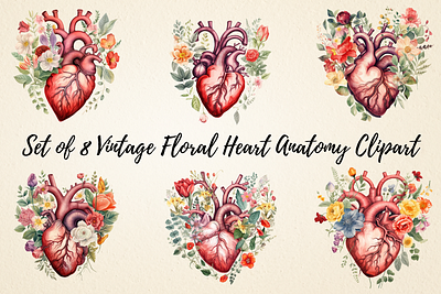 Vintage Floral Heart Anatomy Clipart mugs