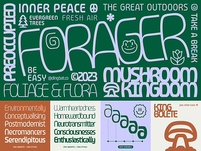 Forager - OUT NOW! 1960s 1970s art nouveau display font fonts graphic design lettering logotype mushrooms outdoors peaceful photo lettering psychedelic type type design typeface typography variable vector