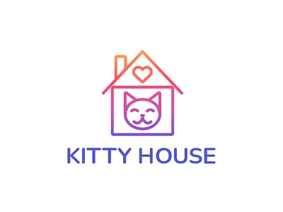 Kitty House Logo adopt branding cat design graphic design house illustrator kitty logo logotype pet shelter typography ui vector web design