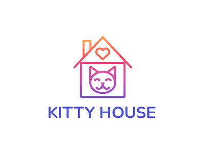 Kitty House Logo adopt branding cat design graphic design house illustrator kitty logo logotype pet shelter typography ui vector web design