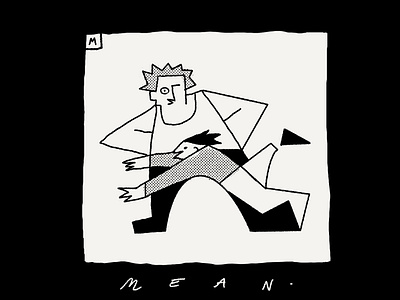 Mean dude black and white bully bw cartoon comic doodle flat funny hand drawn illustration lineart minimal minimalistic prank punk scribble simple trip weird weirdo