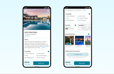 Villa booking details interface app ui ux