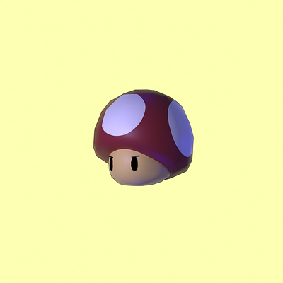 Mario Mushroom 3d cartoon illustration low poly modeling shader