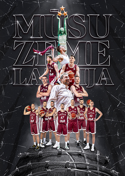Tribute to Latvian National basketball team 3d art basketball concept cover latvia sports
