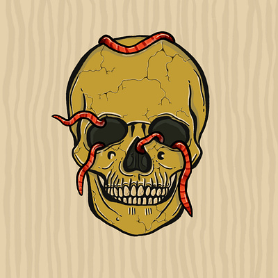 Happy Halloween Cracked Skull cracks dead death design digital drawing edgy eyes gold halloween happy illustration october red season sketch skull spooky vintage worms