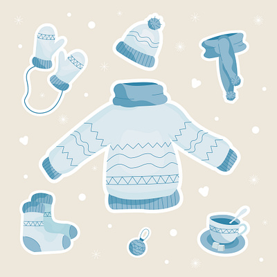 Stickers of New Year's clothes in vector format art graphic design illustration stickers