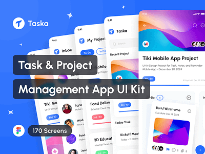 Taska - Task & Project Management App UI Kit app app design application design design system interface kanban app mobile mockup notes app portfolio productivity app project management app task management app teams management app todo list app ui ui design ui kit uiux