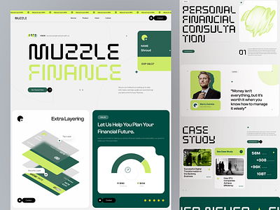 Muzzle - Finance Landing Page bank card design finance home page interaction design landing landingpage modern money page pitch deck ui uidesign user experience userinterface ux web design website website design