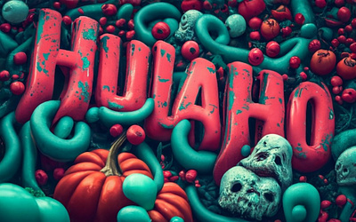 HuLaHo Coloring's Bloody Red Elegance 3D Halloween Typography masterpiece