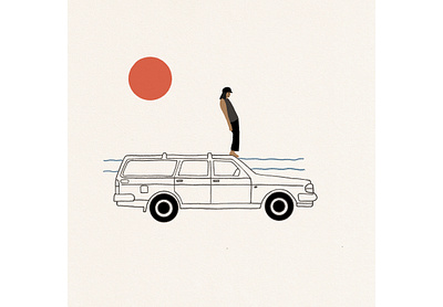 Van surfer illustrator sunset surf surfillustration surfing van