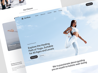 Zenflow - Yoga Landing Page clean design landing page meditation minimal sport ui ui design ui ux user interface ux web web design website yoga yoga landing page yoga trainning yoga ui yoga website