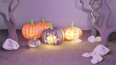 Halloween Pumpkins • Low Poly 3D Blender 3d 3d modeling blender graphic design