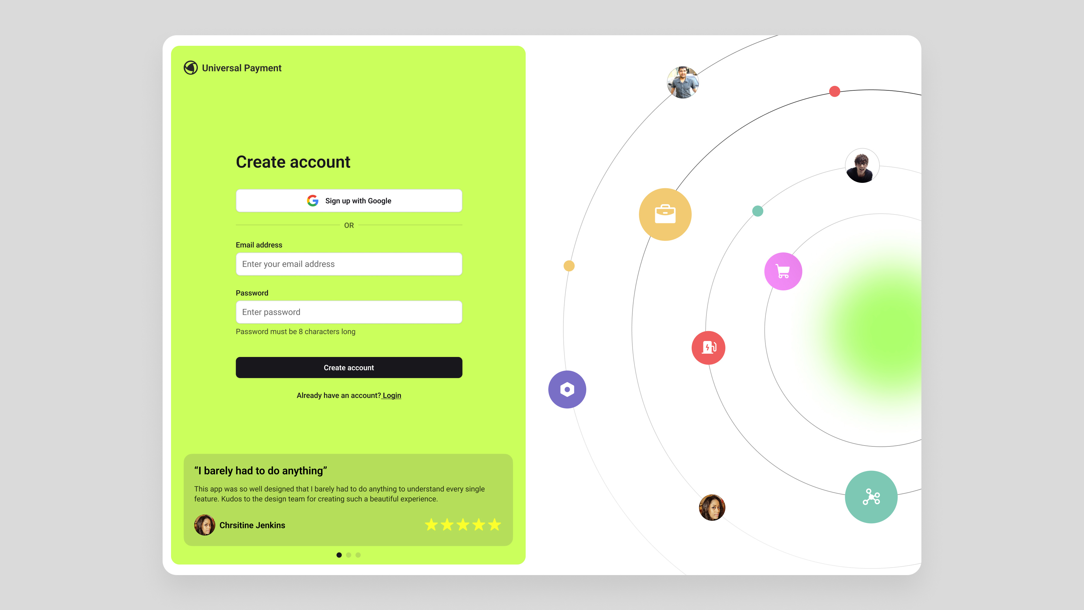 Login page for payments app by Divyansh Pandey on Dribbble