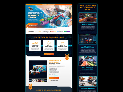 Hot Wheels Rift Rally Landing Page car design digital graphic design hot wheels landing page mixed reality motion toys ui ux video game virtual reality vr web design website