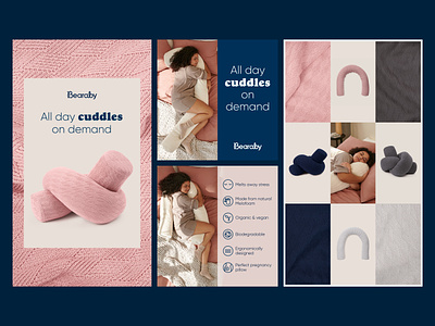 Bearaby Cuddler Paid Social Ads branding design digital ecommerce graphic design home lifestyle paid social sleep ui wellness