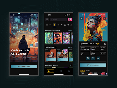 👽 Day 9/100 - Concept design of NFT Marketplace ✨ app crypto web3 design homescreen ui nft ui