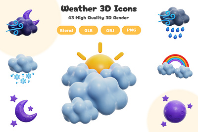 Weather 3D Icons Set 3d 3d artwork 3d icon app blender blender 3d design figma graphic design icon illustration ui
