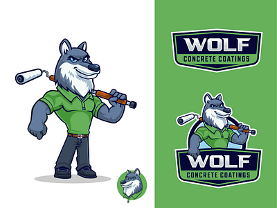 WOLF Concrete Coatings Mascot Logo Design concrete coating concrete coatings logo design mascot mascot design mascot logo mascot logo design wolf logo wolf mascot