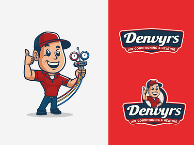 DENVYRS Air Conditioning and Heating air conditioning cooling heating hvac logo design mascot mascot design mascot logo plumbing