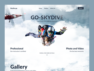 Sky Dive Website Design design parallax website ui ui design ux web web design