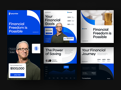 Paywise - Finance Social Media banking brand brand guidelines brand identity branding company design digital banking finance finance branding instagram instagram post instastory linkedin logo logo design post social media story visual identity