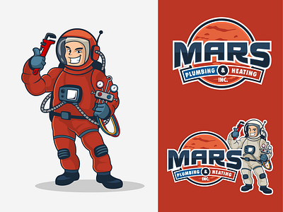 MARS Plumbing air conditioning character character design heating heating cooling logo logo design logo mascot mars plumbing mascot mascot character mascot design mascot logo plumbing technician