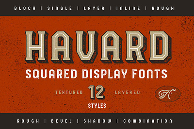 HAVARD DISPLAY SQUARED & LAYERED Free Download athletic block blocky display family headlines industrial industry layer layered layered font layered fonts pack rough roughen sharp sporty squared style