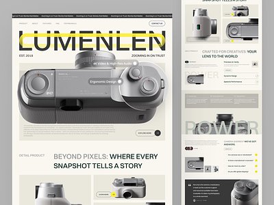 LUMENLEN - Camera Landing Page animation app design awe camera creative ecommerce landing minimal web web design website