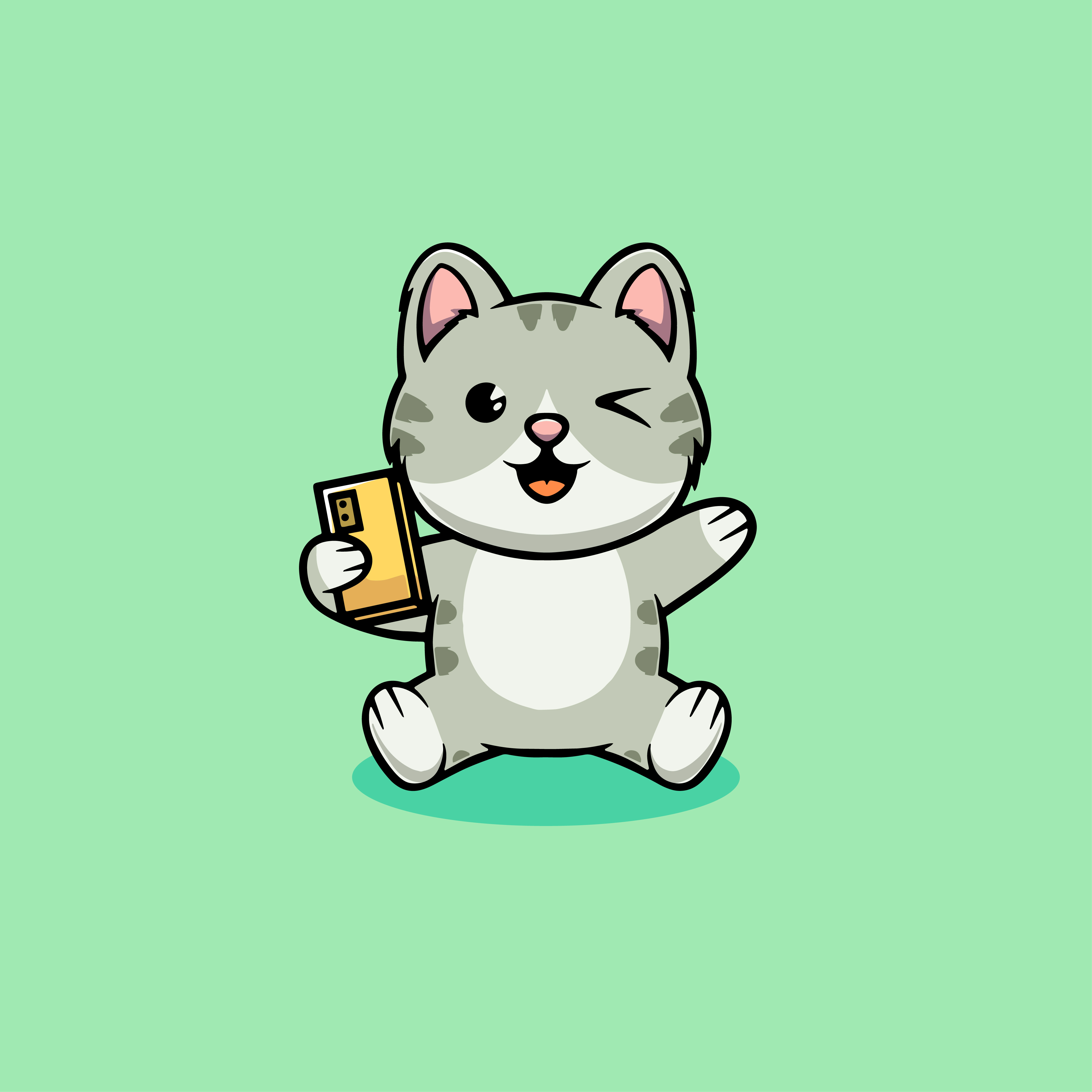 Cute cat is content creator cartoon illustration holiday