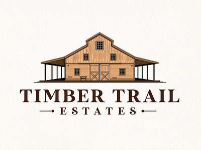 Timber Trail Estates Logo Design 2d design barn barn house barn house logo barn logo branding design farm house graphic design house house logo illustration logo vector vintage vintage logo