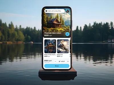 Cabin Booking - Mobile App Concept 3d app concept concept design ui