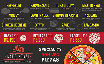 Pizza Rate Card - Ad Design ad sample menu design pizza pizza design pizza menu rate card xtasi