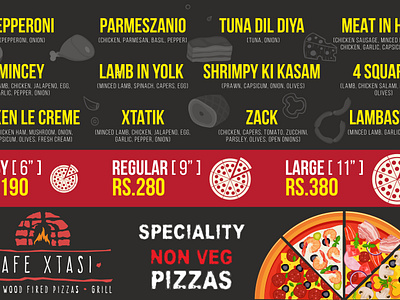 Pizza Rate Card - Ad Design ad sample menu design pizza pizza design pizza menu rate card xtasi