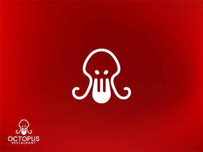 Octopus Restaurant Logo branding food logo minimal octopus red restaurant