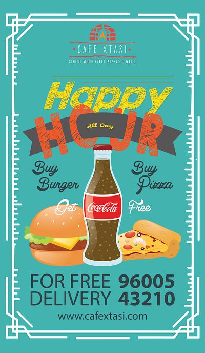 Retro Design - Ad for Magazine burger happy hour poster design retro retro design retro sample xtasi