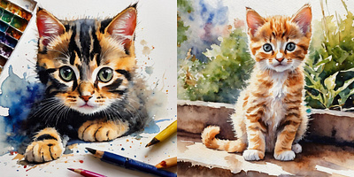 Adorable Duo of Curious Kittens in Pet Portrait two animals