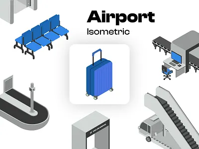 Airpot Elements Isometric airport business creative display graphic design illustration iso isometric plane vector