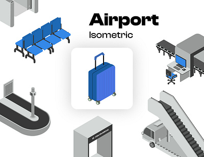 Airpot Elements Isometric airport business creative display graphic design illustration iso isometric plane vector