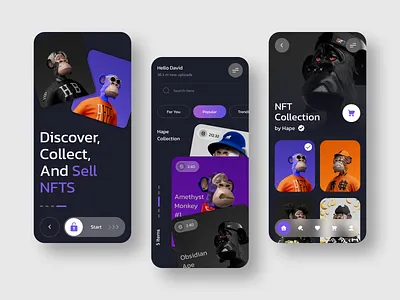 ArtToken NFT App 3d animation app app layout branding cards graphic design illustration logo minimal motion design typography ui ux