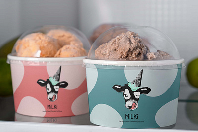 Logo Design for Milki 2d 2d art brand branding design digital digital art food food brand graphic design ice cream ice cream logo icecream identity branding illustration logo modern package