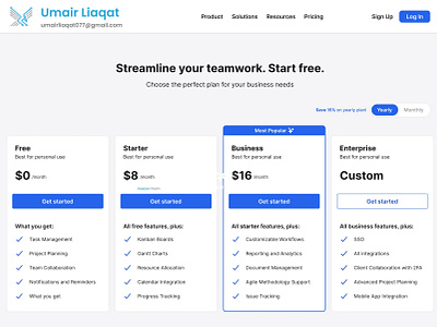 Pricing Page That Speaks Efficiency 🔧 cleanui collaborationtools digitaldesign dribbleshowcase efficiencyfirst pricingpage teamworkoptimized userconversion webdesign