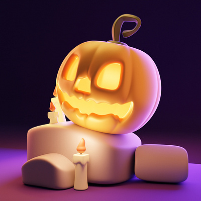 Smiling Pumpkin 3d 3d modeling creepy halloween horror illustration modeling orange pumpkin