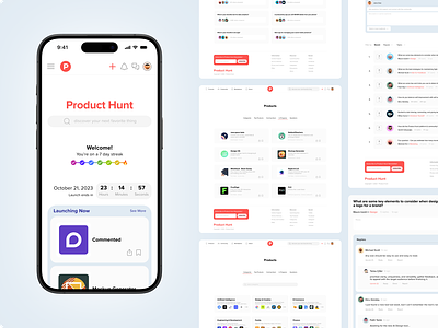 Product Hunt Re-design Project mobile product product hunt re design ui usability ux web