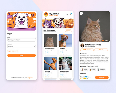 Pet Boarding Services experience interface ui user flow ux