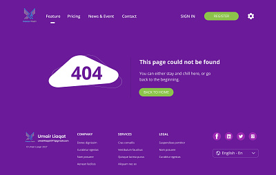 404 Page UI UX Design 🔥 404design dribbbleshowcase purpleaesthetics userexperience webdesigntrends