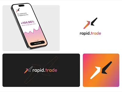 Rapid trade logo arrow logo best logo branding broker logo design graphic design logo logo 2022 logo 2023 logo in trends logo2021 logo in trend logo wave pink and orange logo trade logo trading broker logo ui vector
