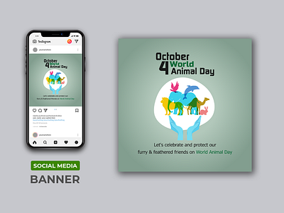 World Animal Day Social Media Banner Design banner branding business design flyer graphic design holiday illustration instagram post logo marketing poster social media banner social media post design vector world animal day