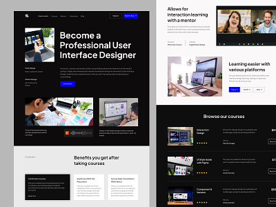 E-Learning Landing Page class courses design ecourse education elearning homepage landing page learning mentor online course online learning study ui uiux web design