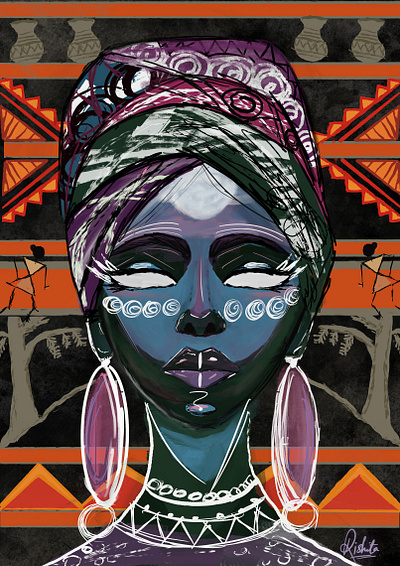 Tribal culture design digital art illustration portrait poster