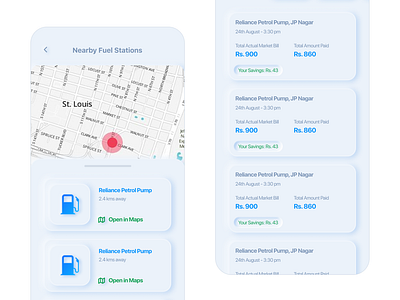 Fuel Stations & Transactions - FirstU app app design car fuel gas neumorphism transactions ui